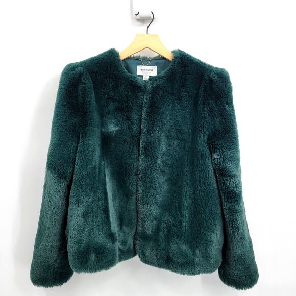 Small Emerald Green Fur Short Coat Small Shaggy Hook Closure Jacket - Picture 1 of 5